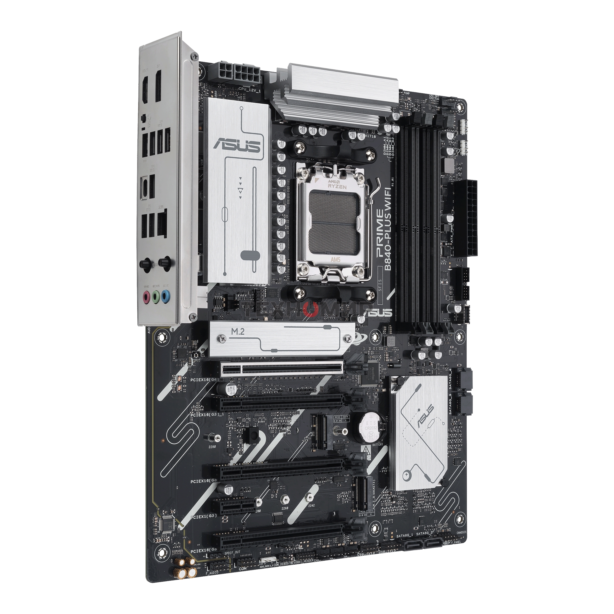 Материнская плата ASUS PRIME B840-PLUS WIFI, AM5, AMD B840, 4xDDR5, 4xSATA, 3xM.2, 1xPCIe 4.0 x16, 1xPCIe 3.0 x16, 2xPCIe 3.0 x16, 1xPCIe 3.0 x1, 1xDP, 1xHDMI, 1x 2.5Gb LAN, 8xUSB-A, 3x3.5 мм, 7.1, ATX