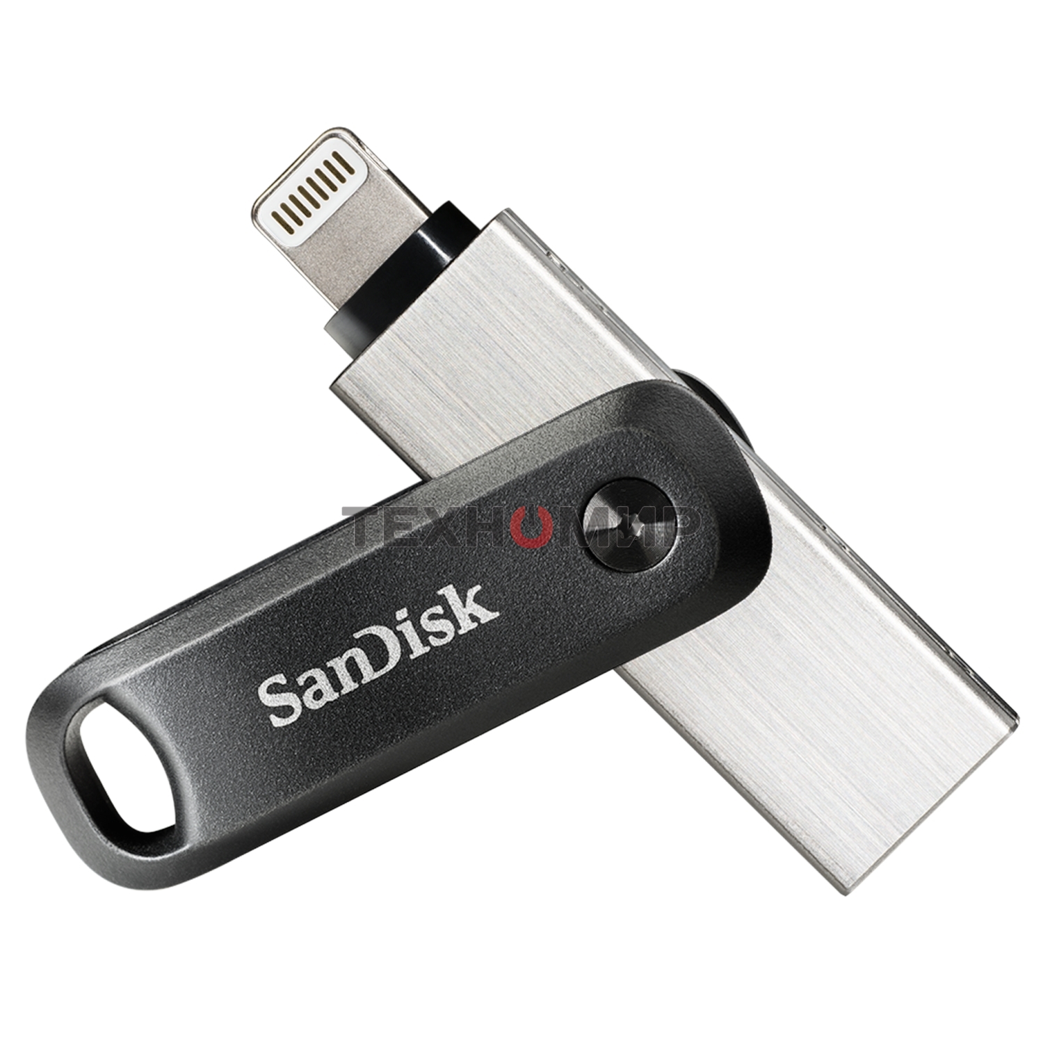 Флешка USB Sandisk IX60N iXpand GO (SDIX60N-128G-GN6NE), 128Gb, USB 3.0/Lightning, R/W 150/70, черный/серебристый