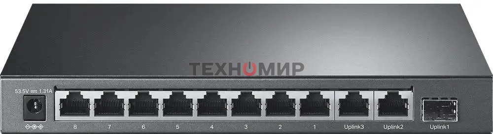 Коммутатор TP-Link 8-port 10/100Mbps Unmanaged PoE switch, 2 Gb RJ45 + 1 Gb SFP uplinks, PoE budget up to 124W