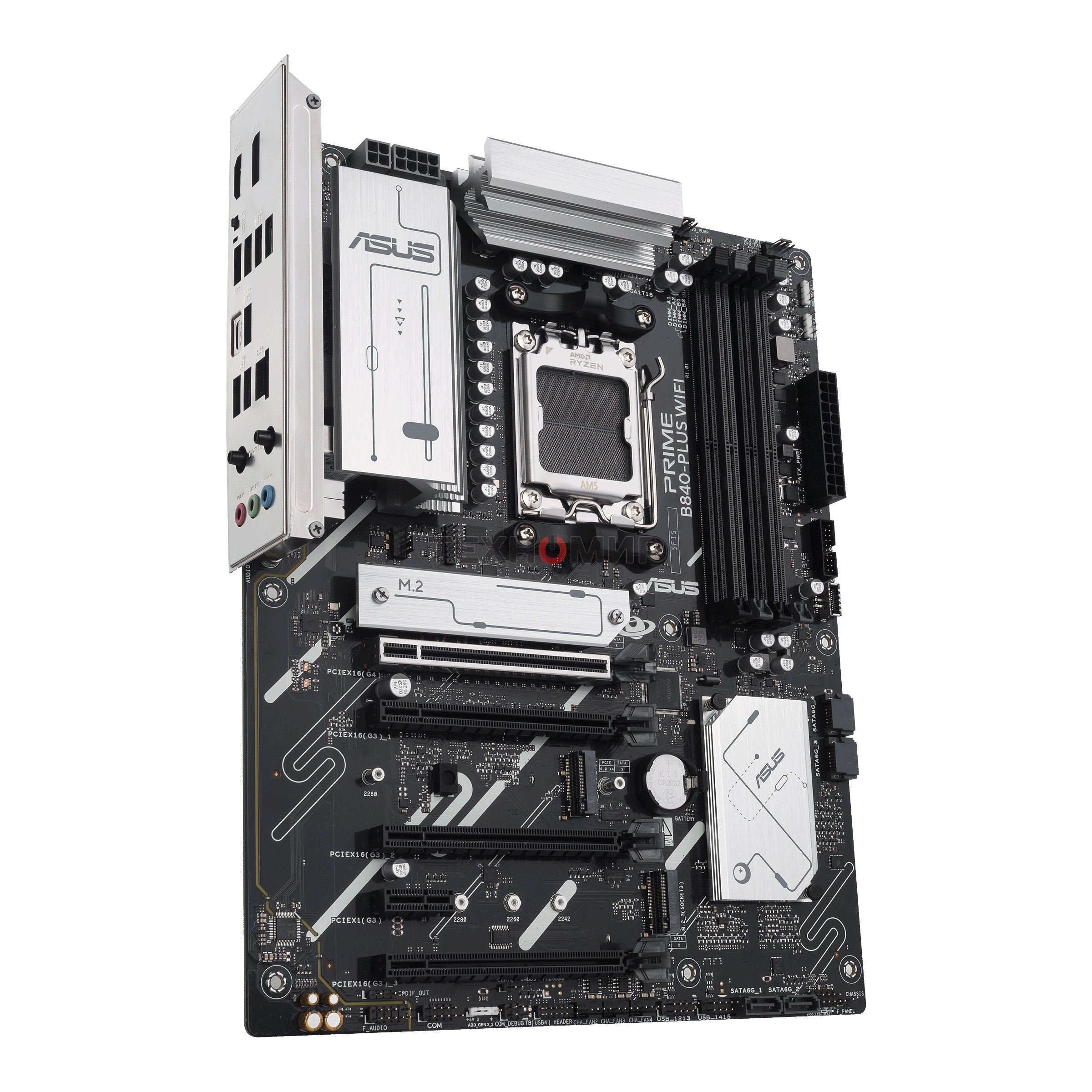 Материнская плата ASUS PRIME B840-PLUS WIFI, AM5, AMD B840, 4xDDR5, 4xSATA, 3xM.2, 1xPCIe 4.0 x16, 1xPCIe 3.0 x16, 2xPCIe 3.0 x16, 1xPCIe 3.0 x1, 1xDP, 1xHDMI, 1x 2.5Gb LAN, 8xUSB-A, 3x3.5 мм, 7.1, ATX