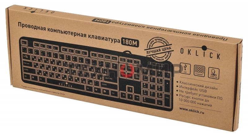 Клавиатура Oklick 180M проводная, USB Type-A, чёрный
