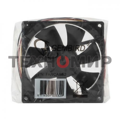 Вентилятор для корпуса Gembird черный, 90 мм, 2500 об/мин, 26 дБ, 3 pin
