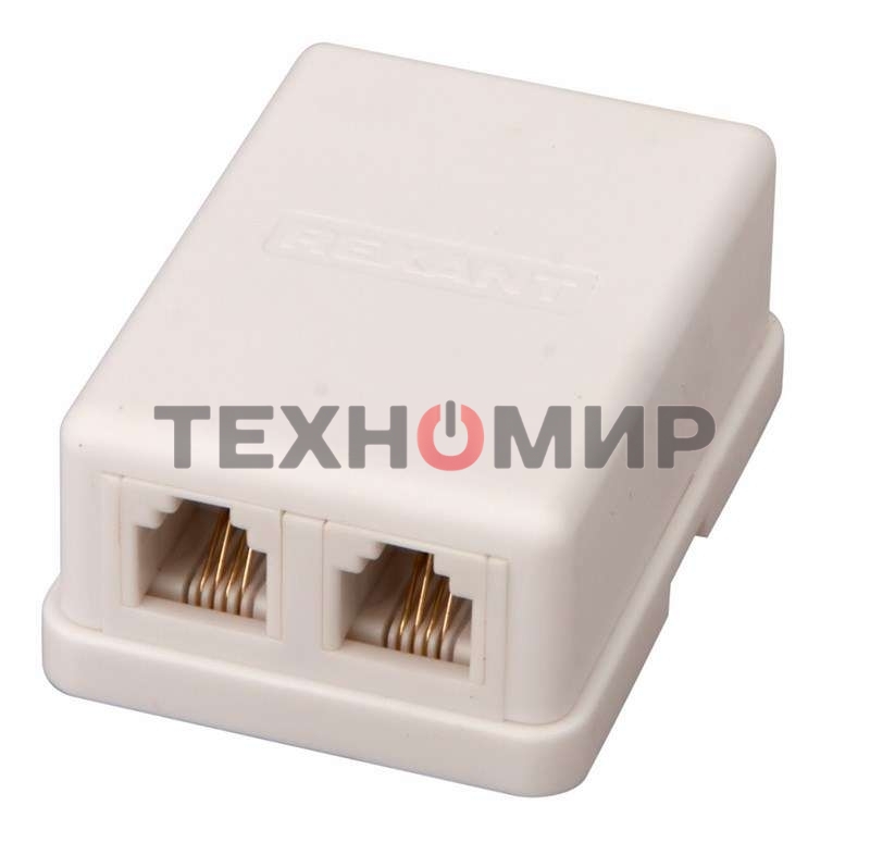 Розетка телефонная Rexant 2-м ОП RJ11 белый