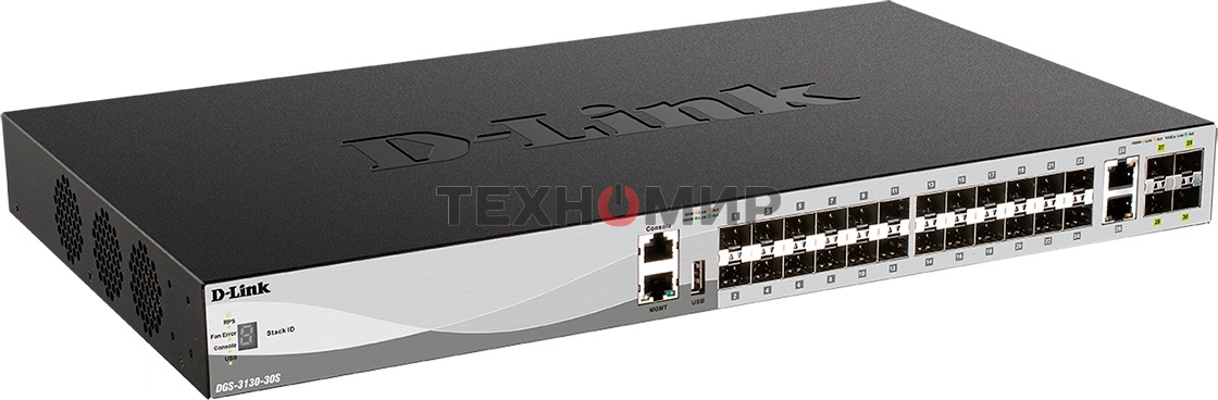 Коммутатор D-Link DGS-3130-30S/B1A 2x10G управляемый
