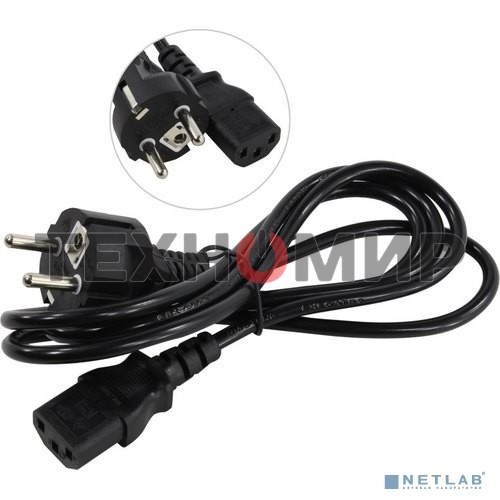 Кабель питания ExeGate Power PC-1,5P (Евровилка Schuko->С13) VDE-250V-3*0.5-CU, 6A, черный, 1.5м