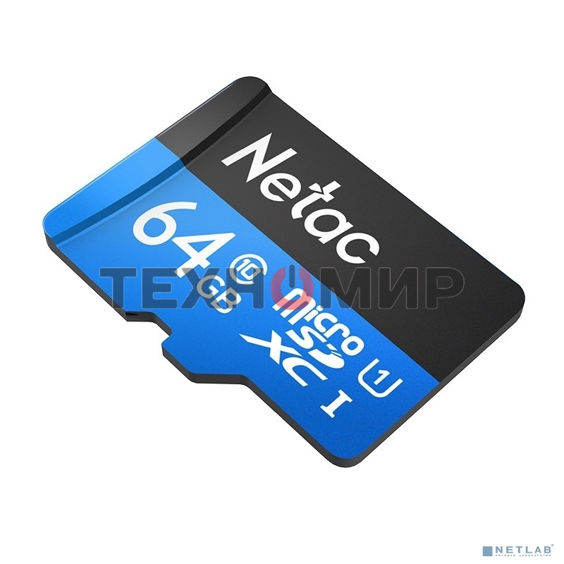 Флеш карта microSDHC 64Gb Netac P500 NT02P500STN-064G-R (с SD адаптером) 80Mb/s