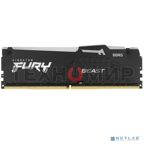 Оперативная память Kingston Fury Beast, DDR5, 32Gb (1x32GB), 5600MHz, CL36, DIMM, радиатор, RGB, черный