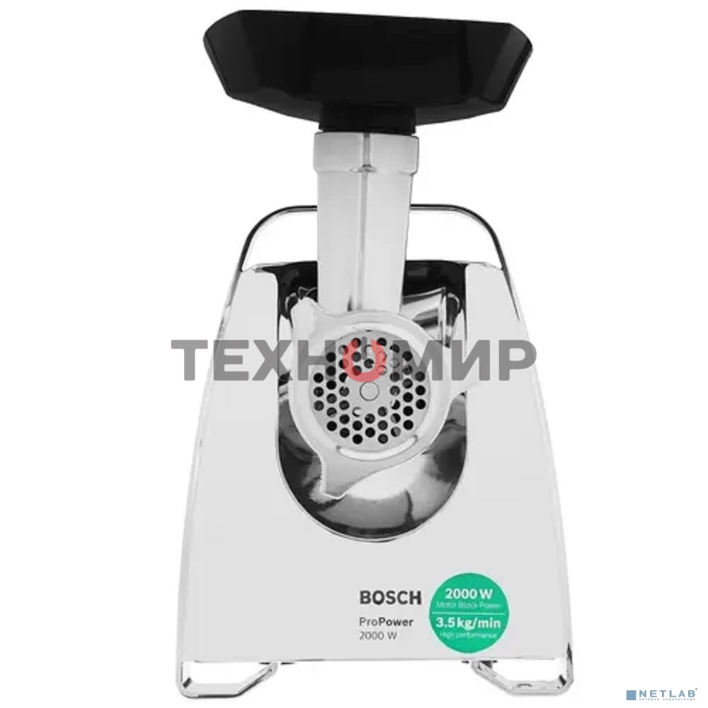 Мясорубка электрическая Bosch MFW67440 черный, 2000 Вт, 3.5 кг/мин, реверс, защита от перегрузки, насадки - 7