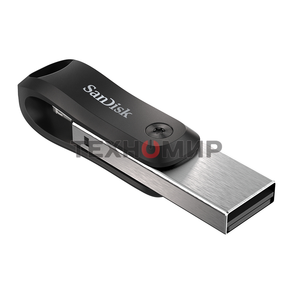 Флешка USB Sandisk IX60N iXpand GO (SDIX60N-128G-GN6NE), 128Gb, USB 3.0/Lightning, R/W 150/70, черный/серебристый