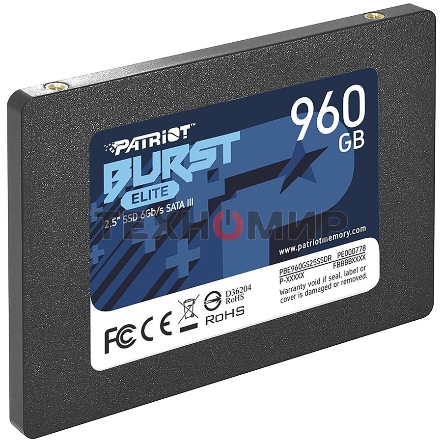 Накопитель SSD Patriot Burst Elite, 960Gb, SATA, 2.5