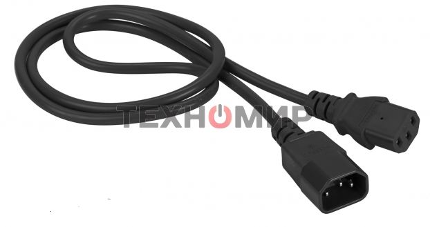 Шнур питания Lanmaster C13-C14, 3х0.75, 220В, 10А, черный, 10 метров