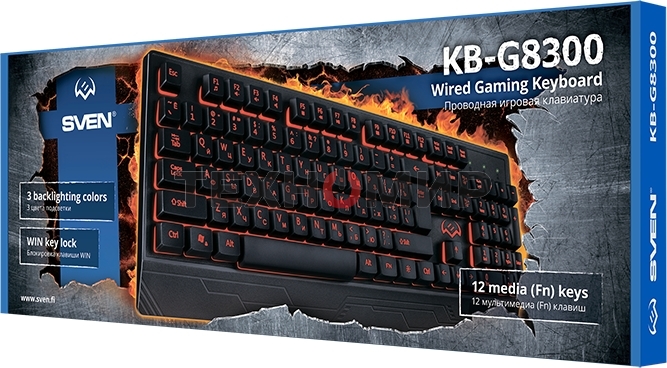 Клавиатура Sven KB-G8300 проводная, USB Type-A, чёрный