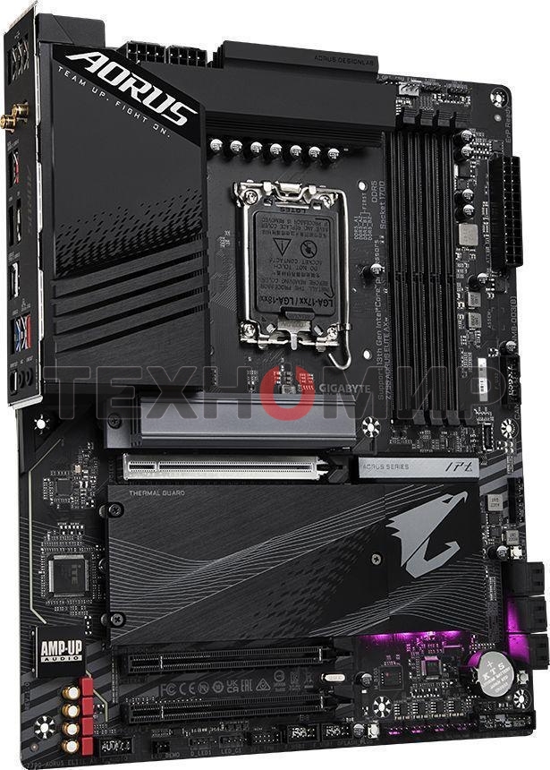 Материнская плата Gigabyte Z790 AORUS ELITE AX, LGA 1700, Intel Z790, 4xDDR5, 6xSATA, 4xM.2, 1xPCI-E 5.0 x16, 1xPCI-E 3.0 x4, 1xDP, 1xHDMI, 1x 2.5Gb LAN, 2xUSB-A 2.0, 3xUSB-A 3.2 Gen 1, 2xUSB-A 3.2 Gen 2, 1xUSB-C 3.2 Gen 2x2, 7.1, ATX