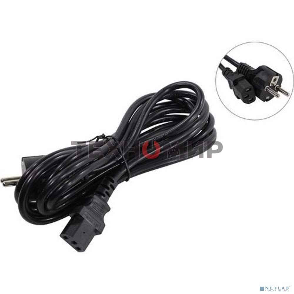 Кабель питания ExeGate Special PC-3S (Евровилка Schuko->С13) 3*0.75, CCA, черный, 3м
