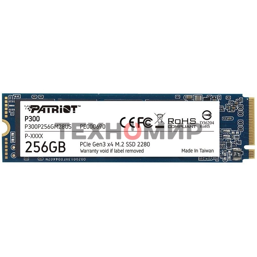 Накопитель SSD Patriot P300, 256Gb, PCIe 3.0 x4, M.2 2280, NVMe, R/W 1700/1100