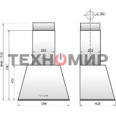 Вытяжка каминная Elikor Гамма 60П-650-Э3Д кремовый/бронза, 59.4 см, 650 куб. м/ч, 56 дБ