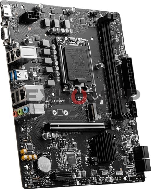 Материнская плата MSI PRO B760M-E DDR4, LGA 1700, Intel B760, 2xDDR4, 4xSATA, 1xM.2, 1xPCIe 4.0 x16, 1xPCIe 4.0 x1, 1xHDMI, 1xVGA, 1x1Gb LAN, 2xUSB-A 3.2 Gen 1, 4xUSB-A 2.0, 3x3.5 мм, 7.1, mATX