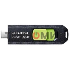 Флешка USB ADATA UC300 (ACHO-UC300-128G-RBK/GN), 128Gb, Type-C USB 3.2, R/W 100/30, черный/зеленый