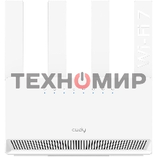 Маршрутизатор Cudy BE3600 Gigabit Dual Band Wi-Fi 7 Mesh Router, Chipset Broadcom, 802.11be/ax/ac/a/b/g/n, 2882Mbps at 5GHz + 688Mbps at 2.4GHz, 4 x 10/100/1000Mbps Ports, 4 x 5dBi fixed antennas, WiFi router/AP/Repeater/WISP Mode, PPTP/L2TP/OpenVPN/WireG