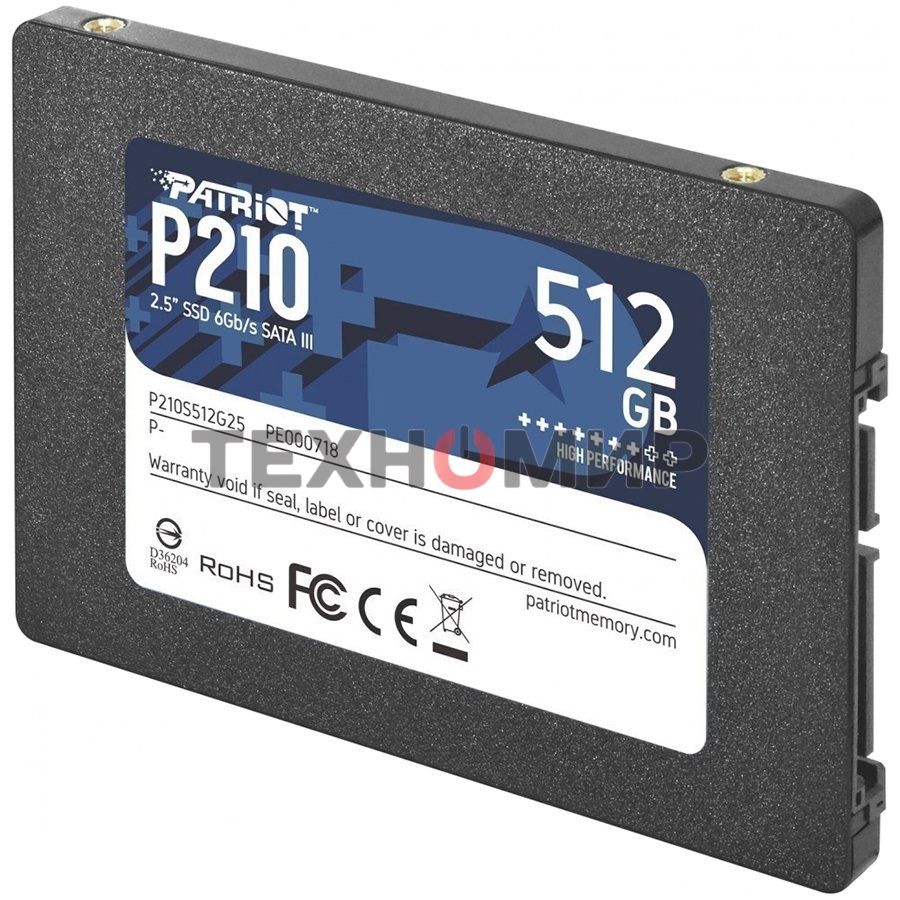 Накопитель SSD Patriot P210, 512Gb, SATA III, 2.5
