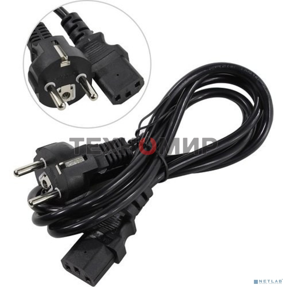 Кабель питания ExeGate Special PC-1,8S (Евровилка Schuko->С13) 3*0.5мм2, CCA, черный, 1.8м.