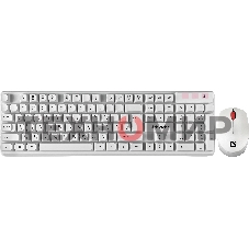 Комплект клавиатура+мышь Defender Milan C-992 беспроводной, USB, 1000 DPI, белый