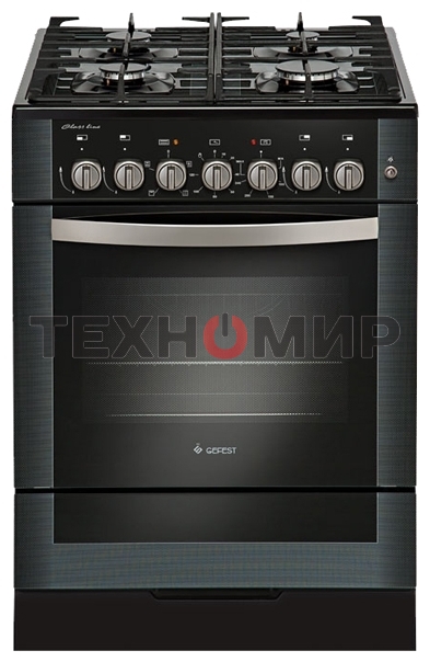 Плита комбинированная Gefest ПГЭ 6502-02 0044 черный, конфорок 4 газовых, духовка 55 л, 60 см x 85 см x 60 см