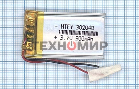 Аккумулятор Li-Pol (батарея) 3x20x40мм 2pin 3.7V/500mAh