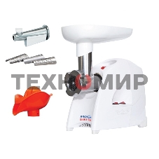 Мясорубка электрическая Аксион М41.04 белый, 1700 Вт, 2.0 кг/мин, реверс, защита от перегрузки, насадки - 4