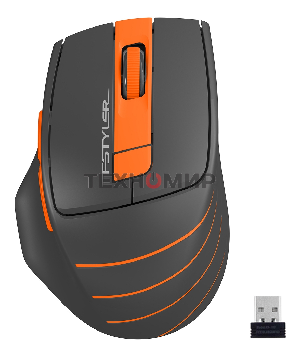 Мышь беспроводная A4Tech Fstyler FG30S серый/оранжевый, 2000 dpi, радиоканал, USB, кнопки - 6