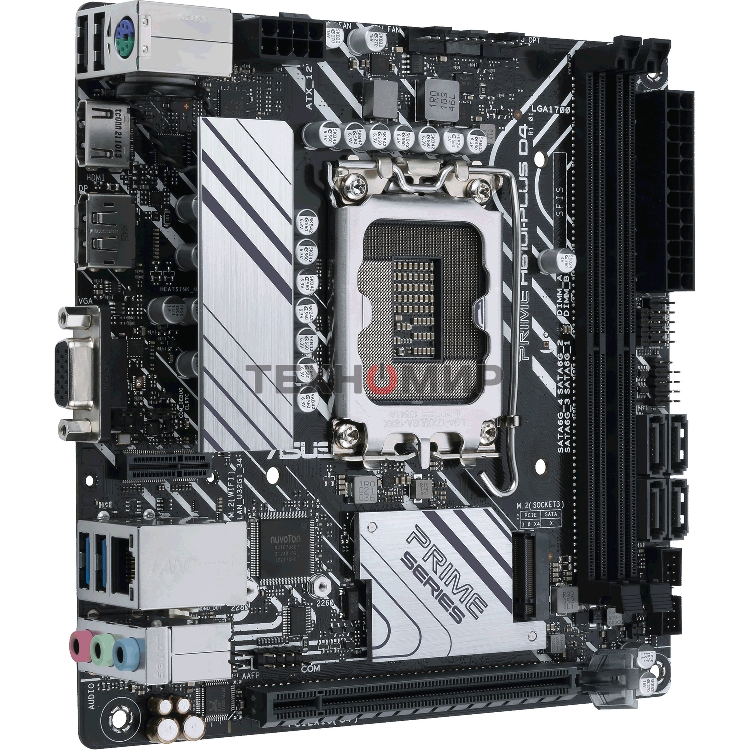 Материнская плата ASUS PRIME H610I-PLUS D4-CSM, LGA 1700, Intel H610, 2xDDR4, 4xSATA, 1xM.2 PCIe 3.0 x4, 1xPCIe 4.0 x16, 1xHDMI, 1xDP, 1xVGA, 2xUSB-A 3.2 Gen 1, 2xUSB-A 2.0, 1x 1Gb LAN, 3x3.5 мм, 7.1, Mini-ITX