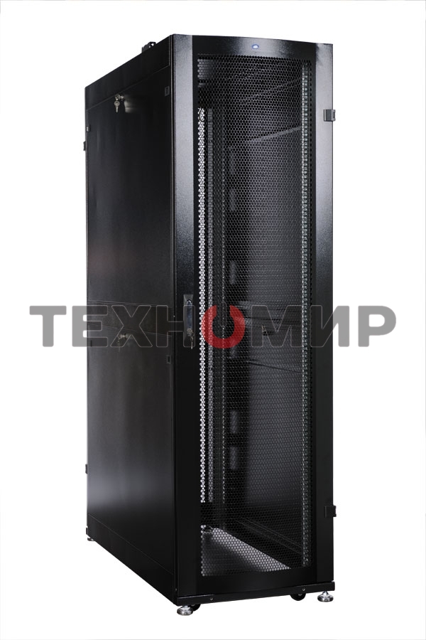 Шкаф серверный ПРОФ напольный 48U (600x1000) дверь перфор. 2 шт., черный, в сборе