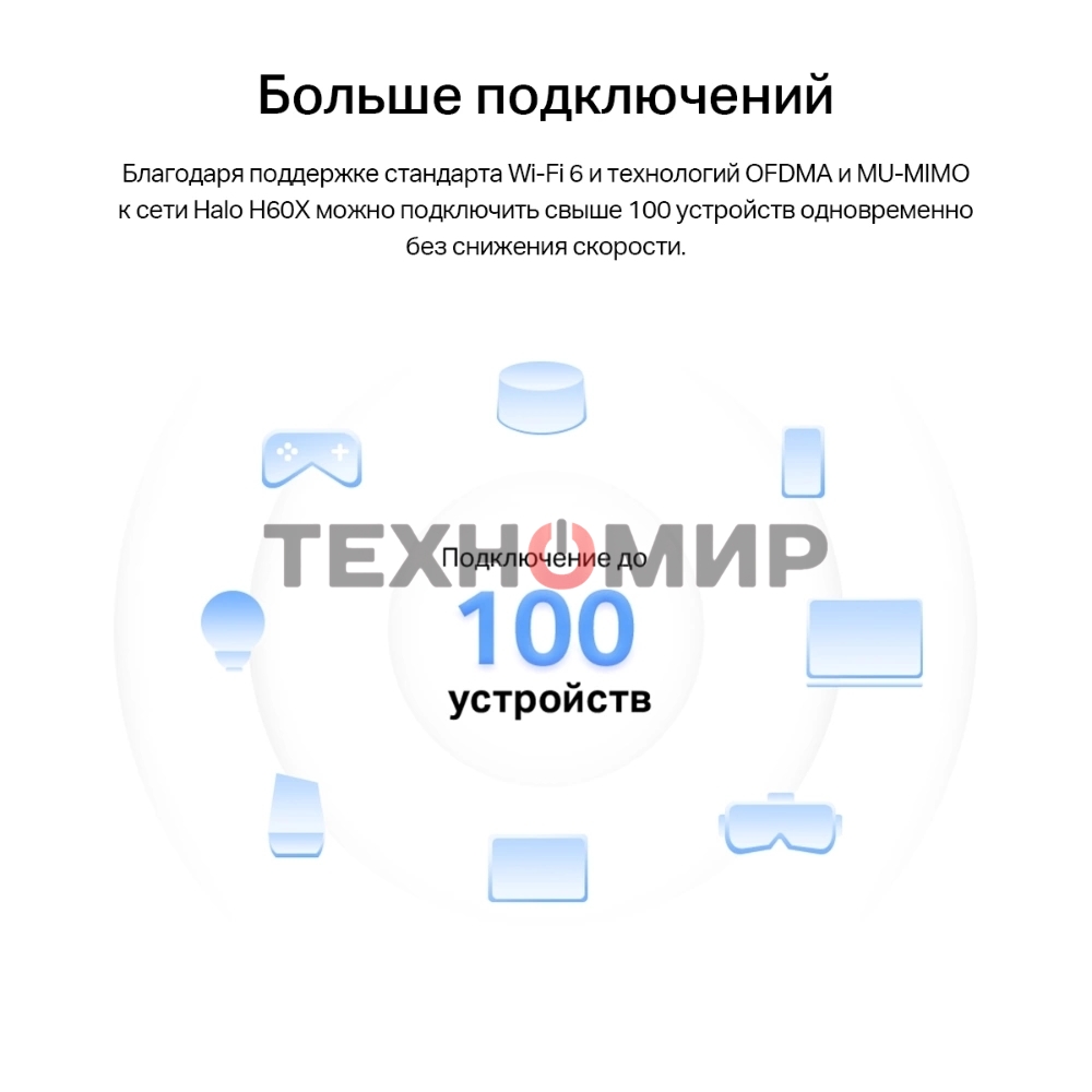 Бесшовный Mesh роутер Mercusys Halo H60X(2-pack) AX1500 10/100/1000BASE-TX белый (упак.:2шт)