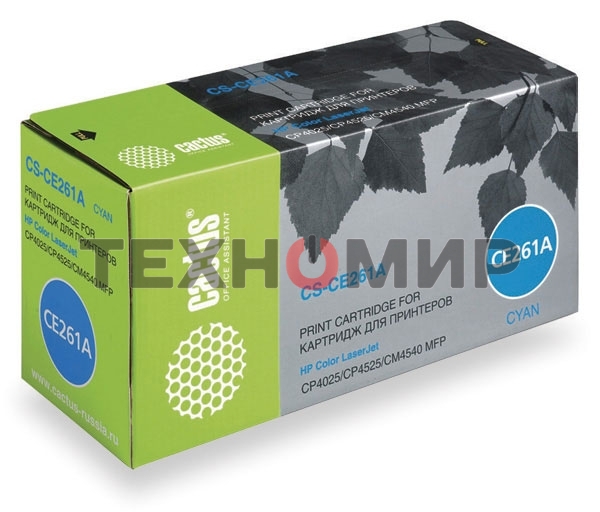 Картридж лазерный Cactus CS-CE261A голубой (11000 стр.) для принтеров HP Сolor LaserJet CP4025/CP4525/CM4540