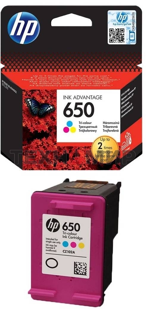 Картридж струйный HP 650 CZ102AE многоцветный для HP DJ IA 2515/2516 (200 стр.)