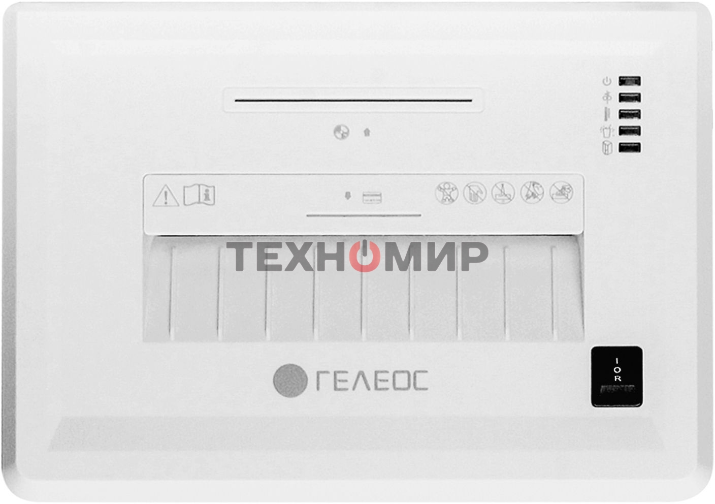 Шредер ГЕЛЕОС УМ26-5 (DIN P-5) фрагмент 1,9x10мм, 11 листов (70гр./м²), 26 литров, Уничт.скобы,скрепки,пл.карты,CD