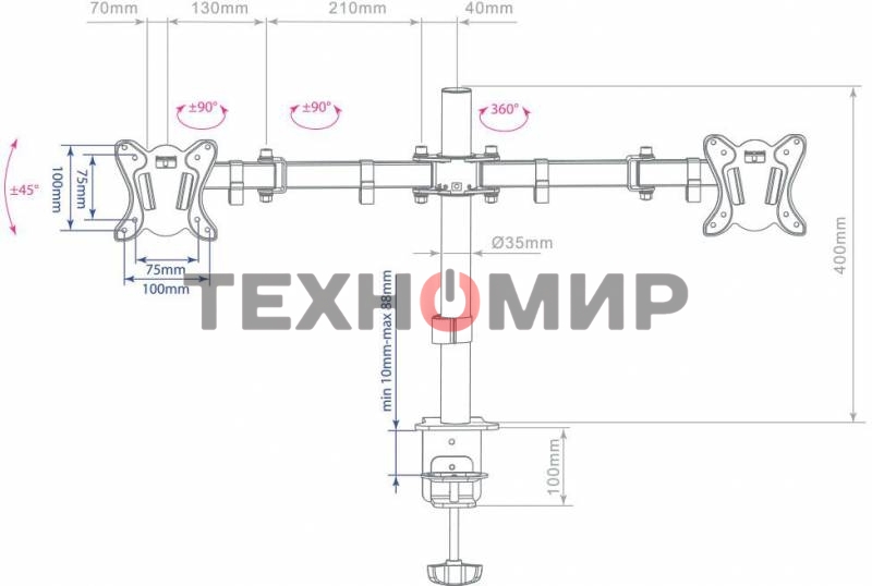 Кронштейн для мониторов Arm Media LCD-T13 черный 15