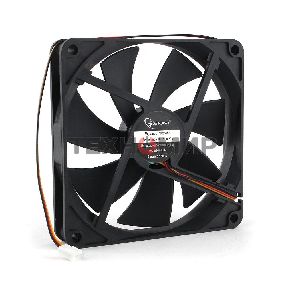 Вентилятор для корпуса Gembird черный, 140 мм, 1500 об/мин, 32.5 дБ, 3 pin