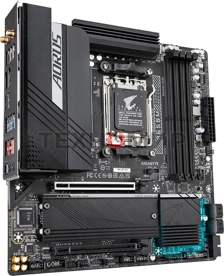 Материнская плата Gigabyte B650M AORUS ELITE AX, AM5, AMD B650, 4xDDR5, 4xSATA, 2xM.2, 1xPCI-E 5.0 x4, 1xPCI-E 4.0 x16, 1xHDMI, 1xDP, 1x 2.5Gb LAN, 4xUSB-A 2.0, 5xUSB-A 3.2 Gen 1, 2xUSB-A 3.2 Gen 2, 1xUSB-C 3.2 Gen 2, 2x3.5 мм, 7.1, Micro-ATX