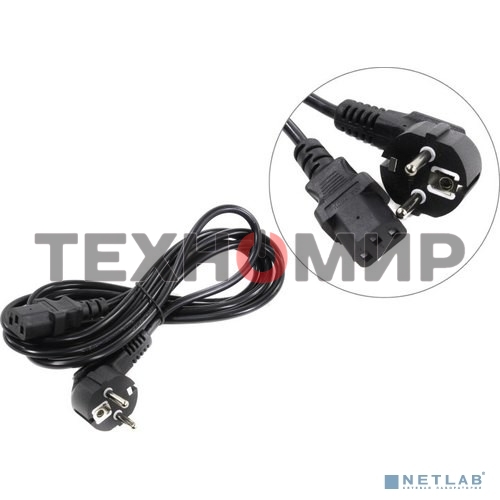 Кабель питания ExeGate Special PC-3S (Евровилка угловая Schuko->С13) 3*0.5, CCA, черный, 3м