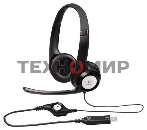 Гарнитура проводная Logitech Headset H390 USB черный