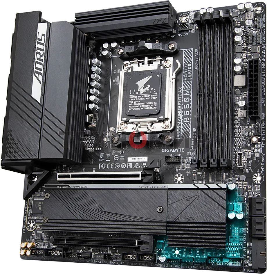 Материнская плата Gigabyte B650M AORUS ELITE AX, AM5, AMD B650, 4xDDR5, 4xSATA, 2xM.2, 1xPCI-E 5.0 x4, 1xPCI-E 4.0 x16, 1xHDMI, 1xDP, 1x 2.5Gb LAN, 4xUSB-A 2.0, 5xUSB-A 3.2 Gen 1, 2xUSB-A 3.2 Gen 2, 1xUSB-C 3.2 Gen 2, 2x3.5 мм, 7.1, Micro-ATX