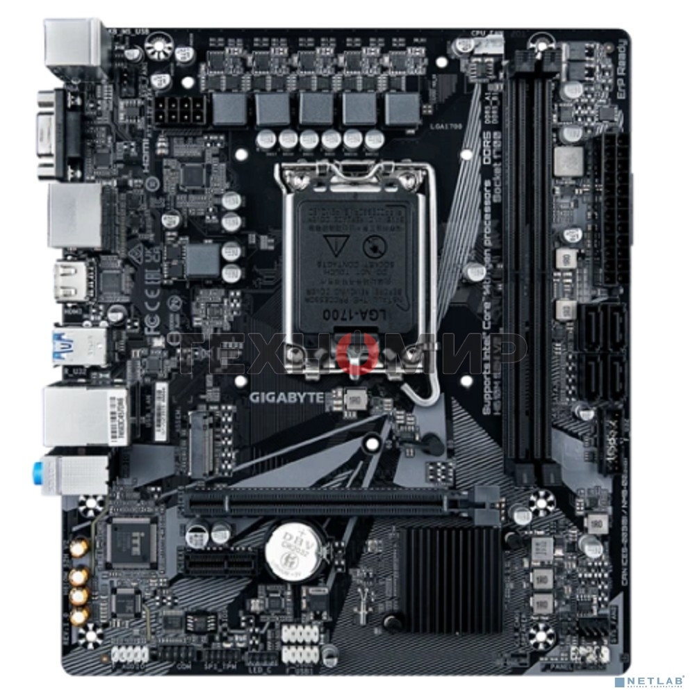 Материнская плата Gigabyte H610M S2H V2, LGA 1700, Intel H610, 2xDDR5, 4xSATA, 1xM.2, 1xPCIe 4.0 x16, 1xPCIe x1, 1xHDMI, 2xDP, 1xD-Sub, 1x 1Gb LAN, 2xUSB-A 3.2 Gen 1, 4xUSB-A 2.0, 3x 3.5 мм, 7.1, mATX