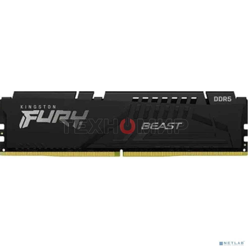 Оперативная память Kingston Fury Beast, DDR5, 32GB (1x32GB), 6000MHz, CL30, DIMM, с радиатором, черный