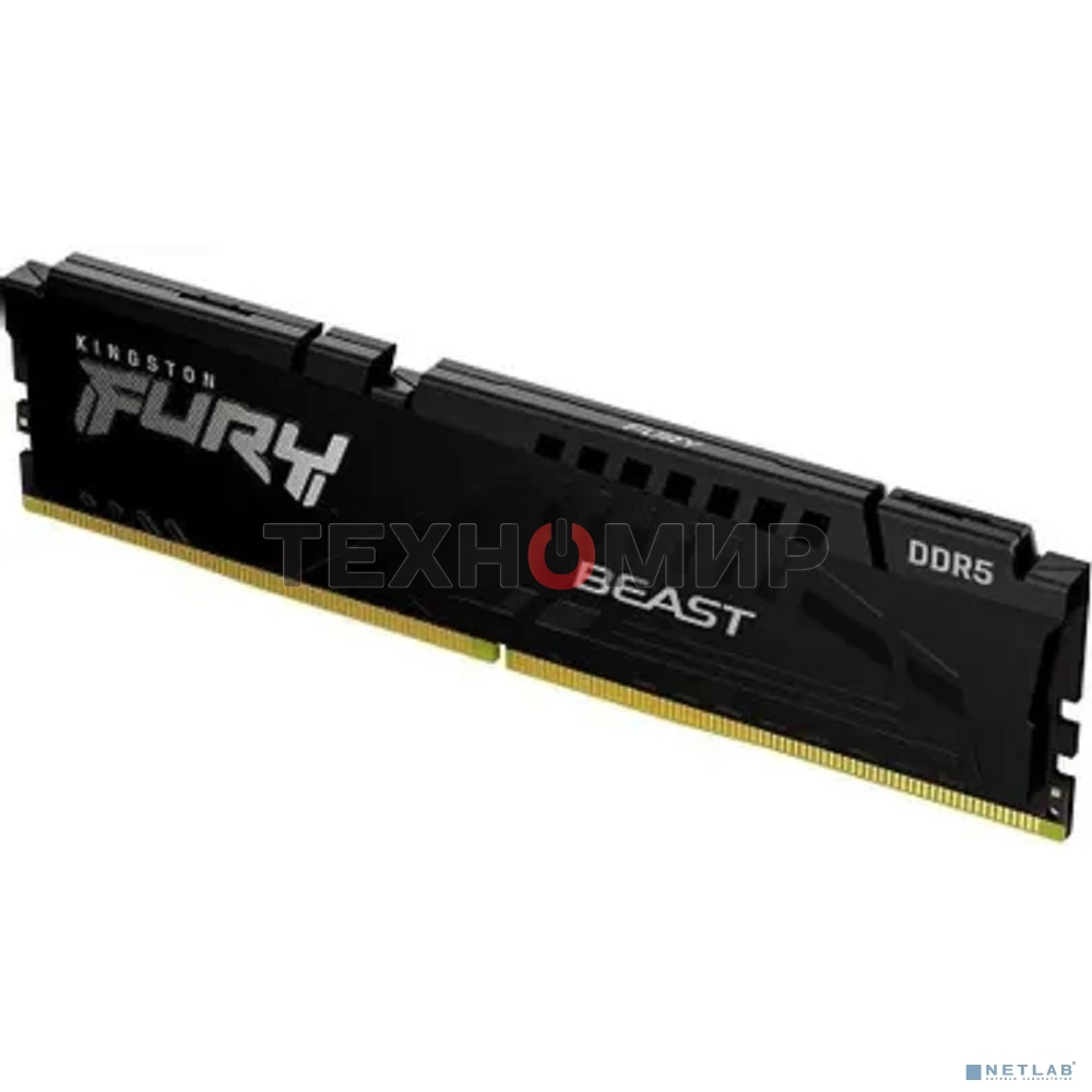 Оперативная память Kingston Fury Beast, DDR5, 32GB (1x32GB), 6000MHz, CL30, DIMM, с радиатором, черный