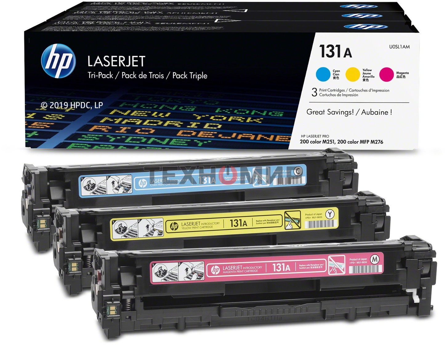 Картридж лазерный комплект HP 131A U0SL1AM голубой/пурпурный/желтый для HP LJ Pro 200/Color M251/M251n/M25 (3 х 1800 стр.)