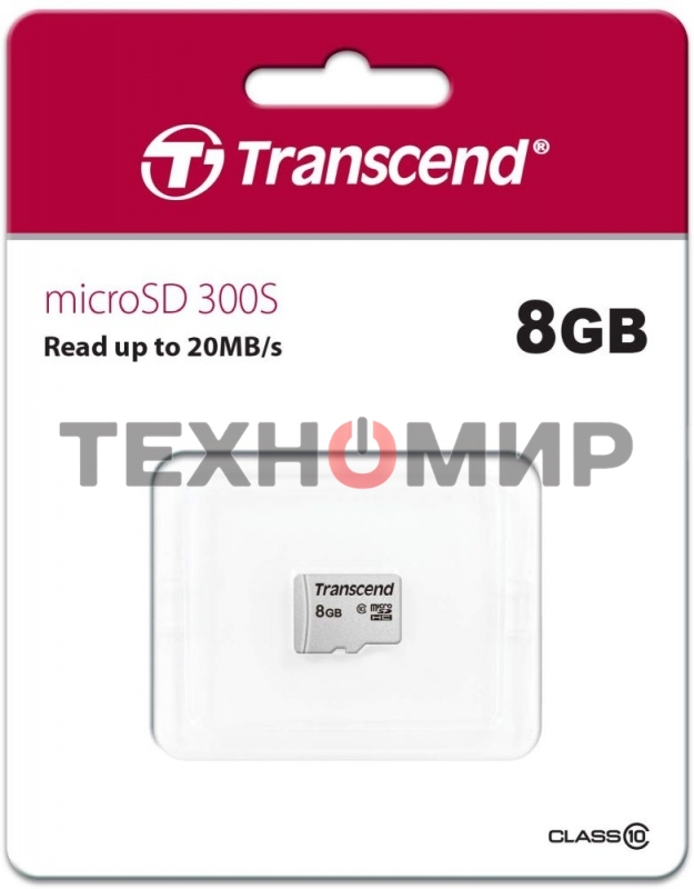 Флеш карта microSDHC 8Gb Class10 Transcend TS8GUSD300S w/o adapter