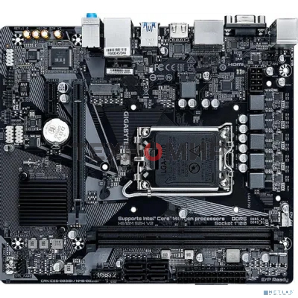 Материнская плата Gigabyte H610M S2H V2, LGA 1700, Intel H610, 2xDDR5, 4xSATA, 1xM.2, 1xPCIe 4.0 x16, 1xPCIe x1, 1xHDMI, 2xDP, 1xD-Sub, 1x 1Gb LAN, 2xUSB-A 3.2 Gen 1, 4xUSB-A 2.0, 3x 3.5 мм, 7.1, mATX