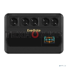 Источник бесперебойного питания ExeGate NEO Smart BU-800.LCD.AVR.5SH 800VA/480W, цветной LCD-дисплей, AVR, 5*Schuko, черный