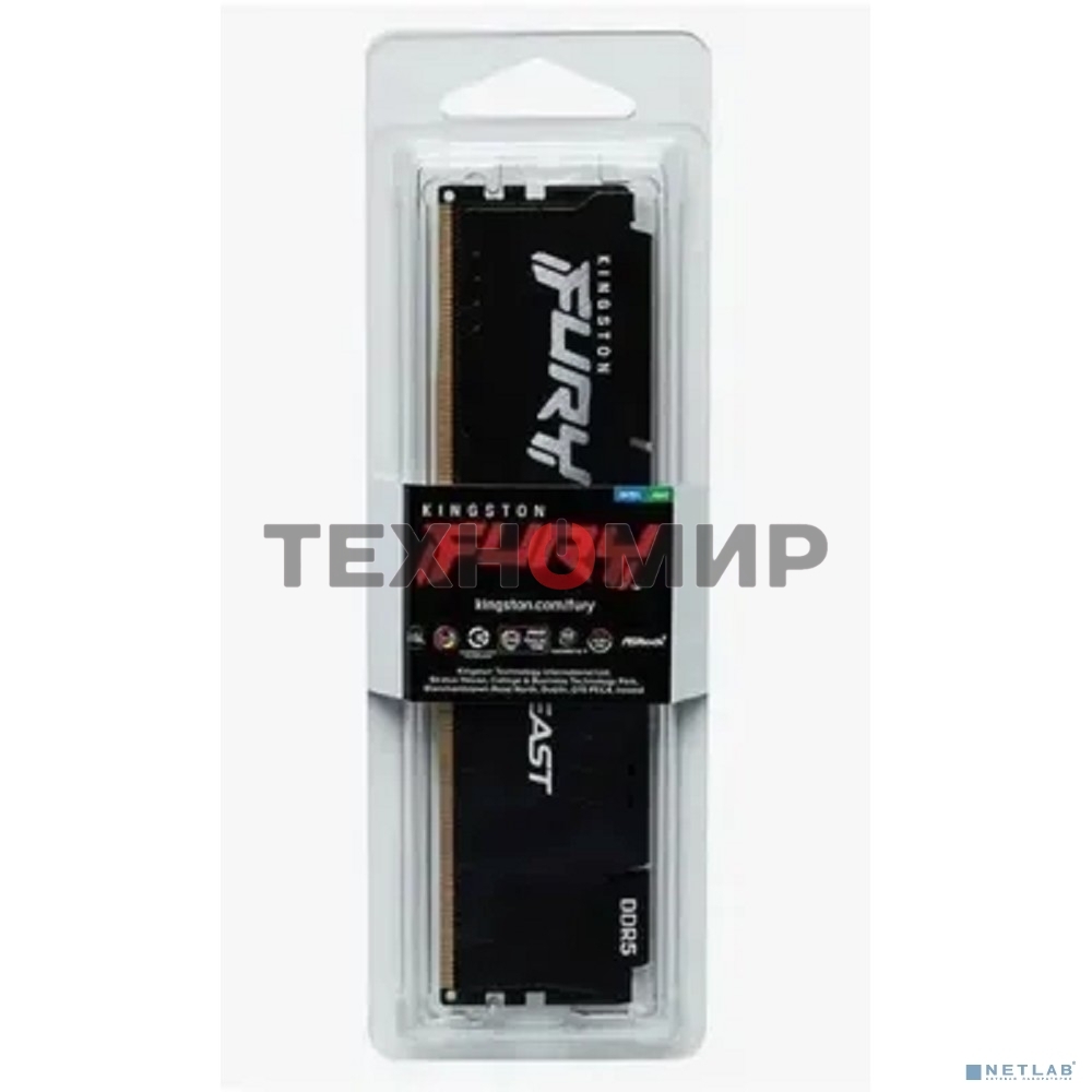Оперативная память Kingston Fury Beast, DDR5, 32GB (1x32GB), 6000MHz, CL30, DIMM, с радиатором, черный